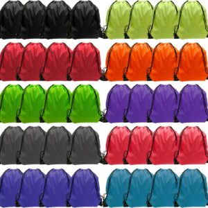 GoodtoU Drawstring Backpack 40 Pcs Cinch Bags Drawstring Bags Bulk Nylon Draw String Sport Bag, 10 Colors