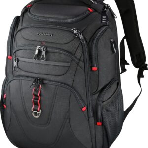 KROSER TSA Friendly Travel Laptop Backpack 17.3 inch XL Computer Backpack Water-Repellent College Daypack Business Backpack with RFID Pockets & USB Port for Men/Women-Black